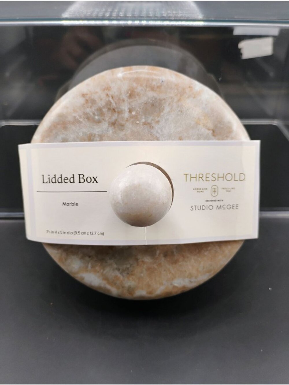 Threshold Studio McGee Marble Lidded Box Home Decor 5 In Diameter
